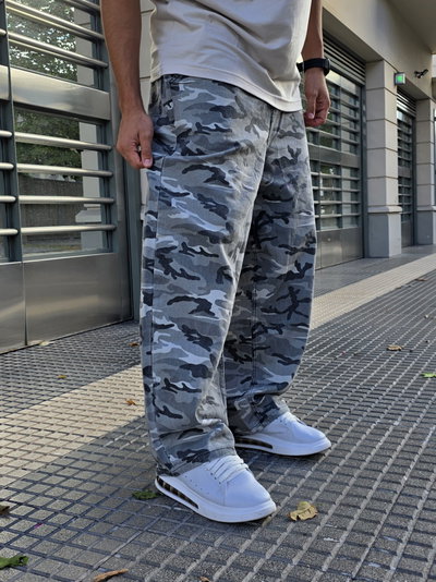 Jean Baggy camuflado gris
