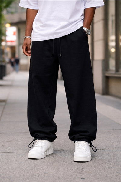 Pantalon baggy liso frizado con regulador