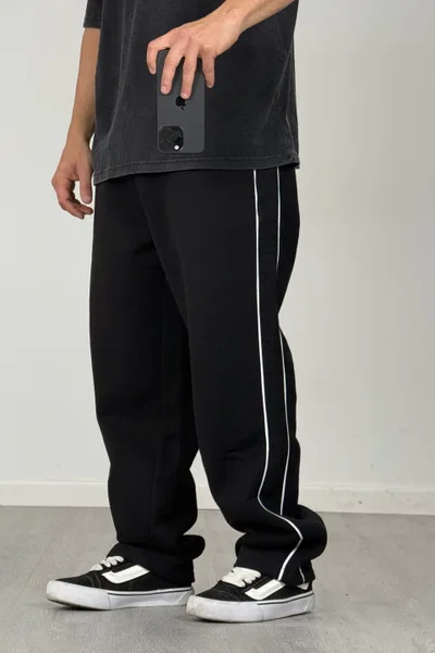 Pantalon Baggy algodón frizado con tiras