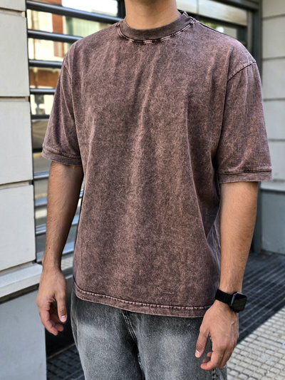 Remera washed chocolate premium