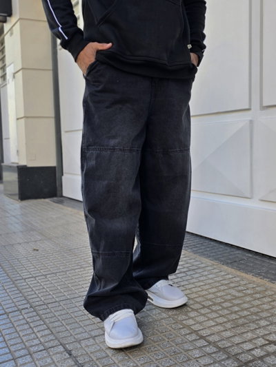 🔥Jean Baggy gris localizado con recorte  694