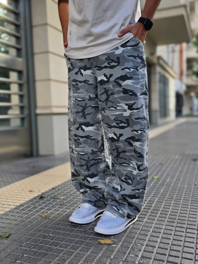 Jean Baggy camuflado gris