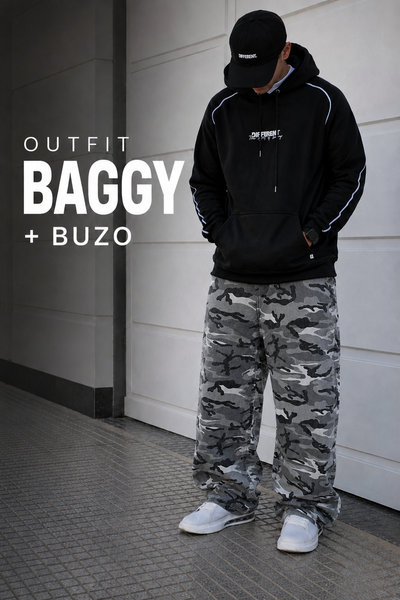 Outfit Baggy camuflado + buzo different