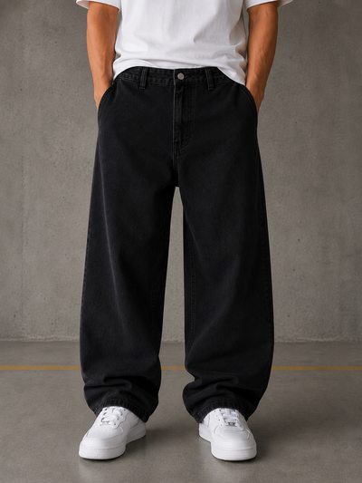 Jean Baggy negro liso 545