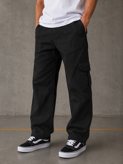 Pantalon Cargo gabardina negro 590