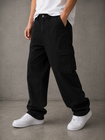Pantalon Cargo gabardina negro 590