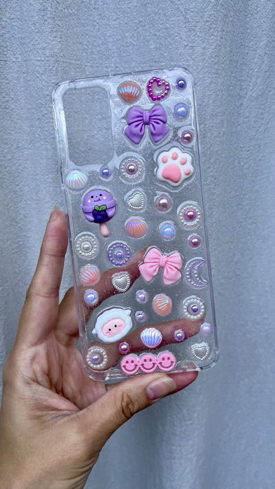 Funda con charms - Moto G42 | Rosa, lila y blanco 