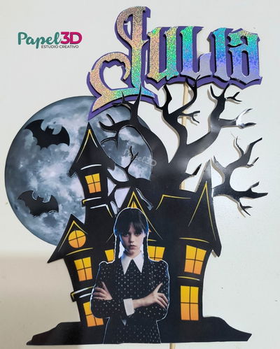 Topper para torta Merlina