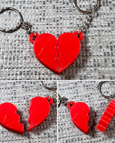 Llavero 3D corazón partido 