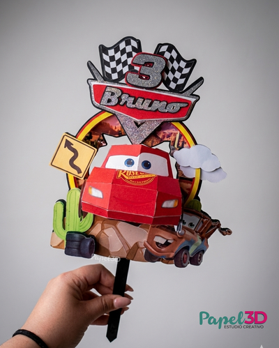 Topper para tortas 3D Cars de papel 