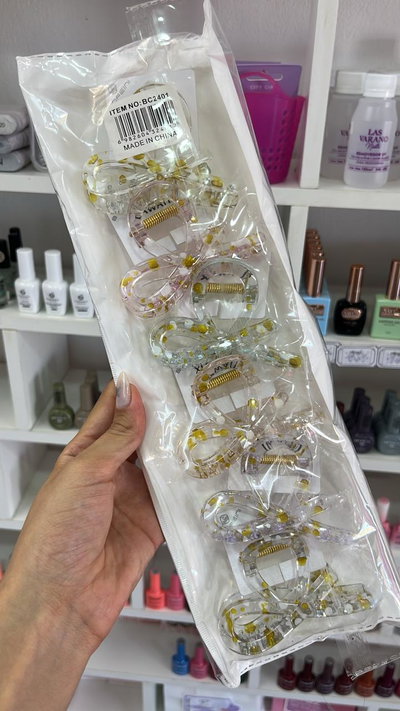 Set broches moños con glitter  (colores surtidos) 