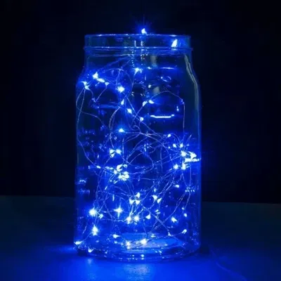 Luces Alambre 20 LED - AZUL a Pila