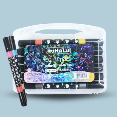 Marcador Doble Punta con Glitter x 12