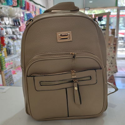 Mochila Cuerina Color Beige