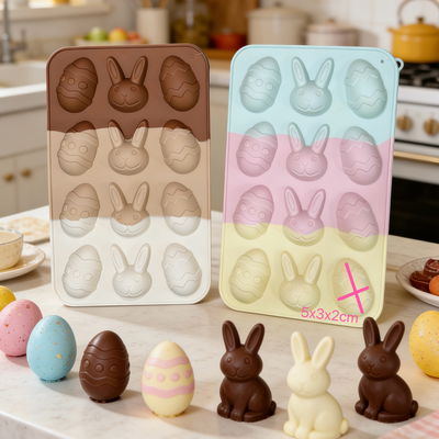 Molde Silicona - Huevos de Pascua y Conejos - cod798
