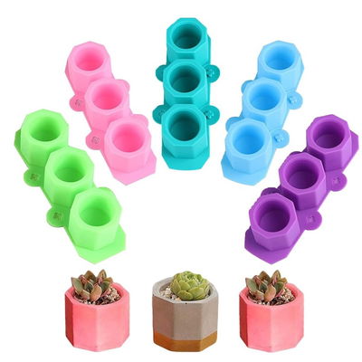 Molde Silicona - 3 macetas hexagonales - Cod1128