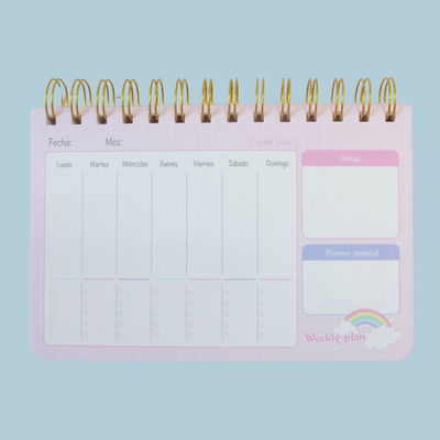Planner Semanal con espiral Arcoiris