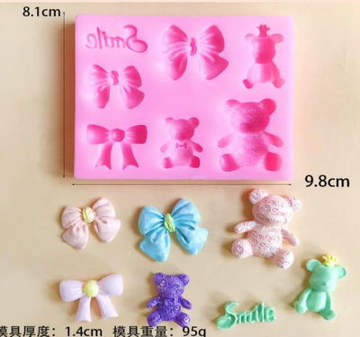 Molde Silicona - Ositos y Moños - Cod1129