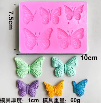 Molde Silicona - 5 Mariposas - Cod1157