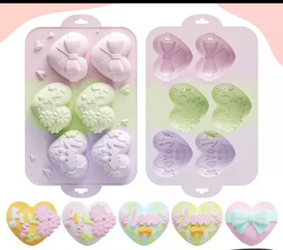 Molde Silicona -6 Corazones Kisss  - Cod1167