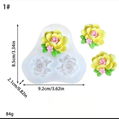 Molde Silicona - 3 Flores  - Cod1162