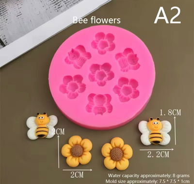 Molde Silicona - Flores y Abejas - Cod1174