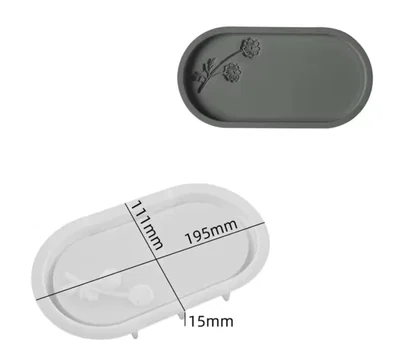 Molde Silicona - Bandeja Oval Chica con Flor - Cod1179
