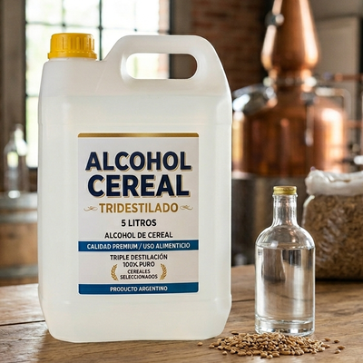 Alcohol de Cereal TRIDESTILADO APTO CONSUMO 5LTS