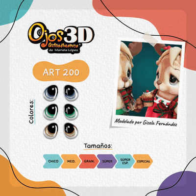 Ojos Autoadhesivos 3D Cod200