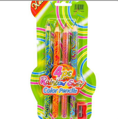 Lapiz Arcoiris x 4 uniodades + Sacapuntas