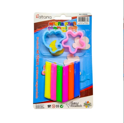 Masa para modelar 6 colores + 2 moldes