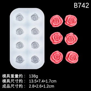 Molde Silicona - 8 Rosas Grandes - cod1182
