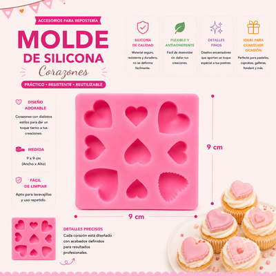 Molde Silicona - 9 Corzones - cod1216