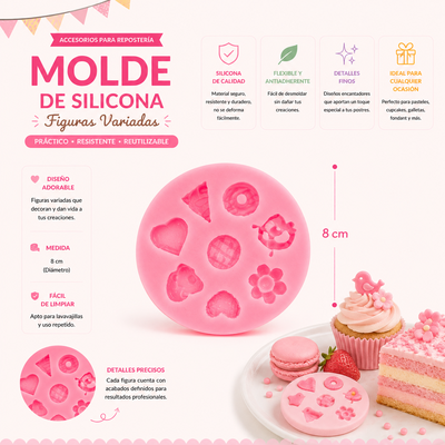 Molde Silicona - 9 Dulces y Flores - cod1226