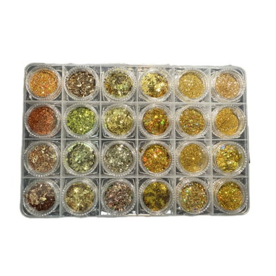 Set 24 Glitter y Brillos - Degrade entre Cobre y Dorado