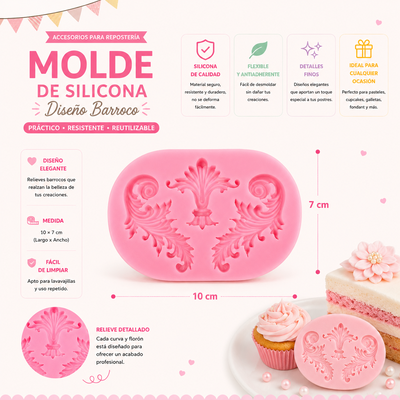 Molde Silicona - 3 Diseños Barroco - cod1228