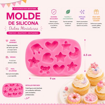 Molde Silicona - Estrellas Corazones - cod1224
