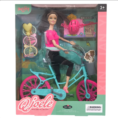 Muñeca Con Bicicleta + Accesorios