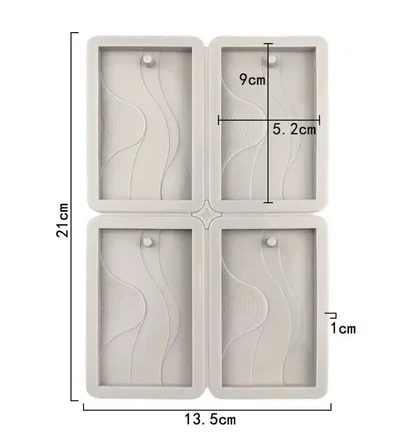 Molde Silicona - Perfumero Wax Melts - 4 Rectangulos con Ondas - Cod1245