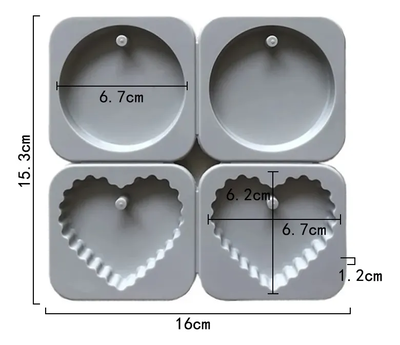 Molde Silicona - Perfumero Wax Melts - Corazón y Circulos - Cod1239