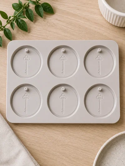 Molde Silicona - Perfumero Wax Melts - 6 Circulos con Llaves - Cod1247