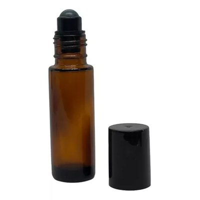 Envase Roll On 10cc Ambar (Tapa Negra)