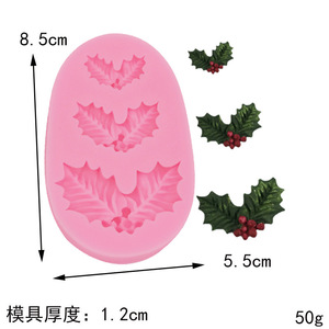 Molde Silicona - Muérdago Hojas de Navidad - Cod727