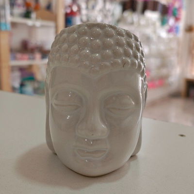 Hornito Esmaltado Cabeza Buda Blanco