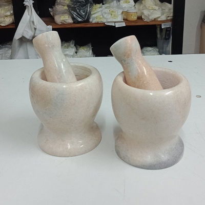 Mortero Marmol con Pison 11 Cm - Naranja Claro
