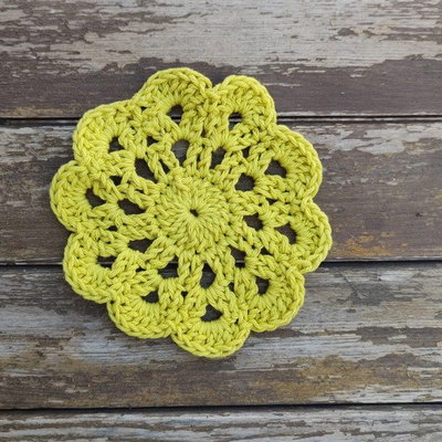 Posa vasos a Crochet 13 cm - Mostaza