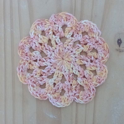 Posavasos a Crochet 13 cm - Matizada Tonos Naranja y Rosa