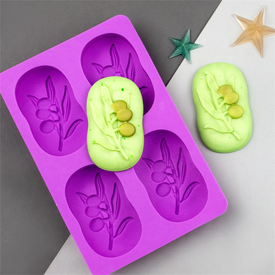 Molde Silicona 4 Jabones Ovalados con Decoración - COD298