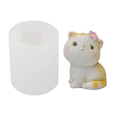 Molde Silicona - Gatito Sentado con Flor - Cod955