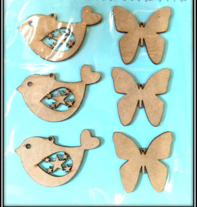 Kit Figuras Corte Láser - Pajaros y Mariposas